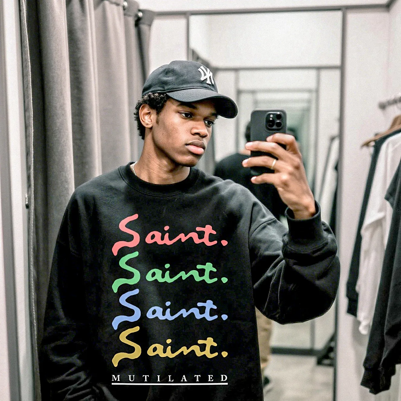 #SA80 SAINT pure cotton long-sleeved T P150 Color: Black Size: S-XL